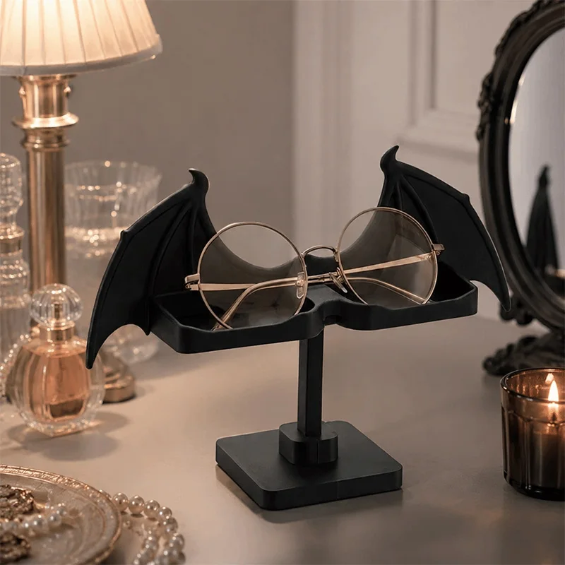 Halloween Bat Wing Glasses Holder Gothic Eyeglass Stand Jewelry Tray Organizer Creative Dresser Vanity Decor Sunglasses Rack