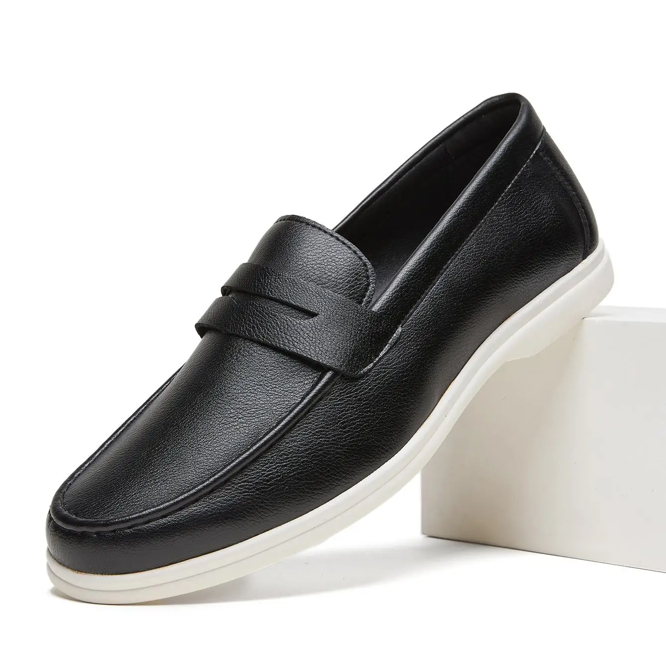 Desai Men's 2026 Autumn PU Leather Penny Loafer Slip-on Shoes Non-slip Thick Sole Lightweight Comfort Leather Casual Shoes
