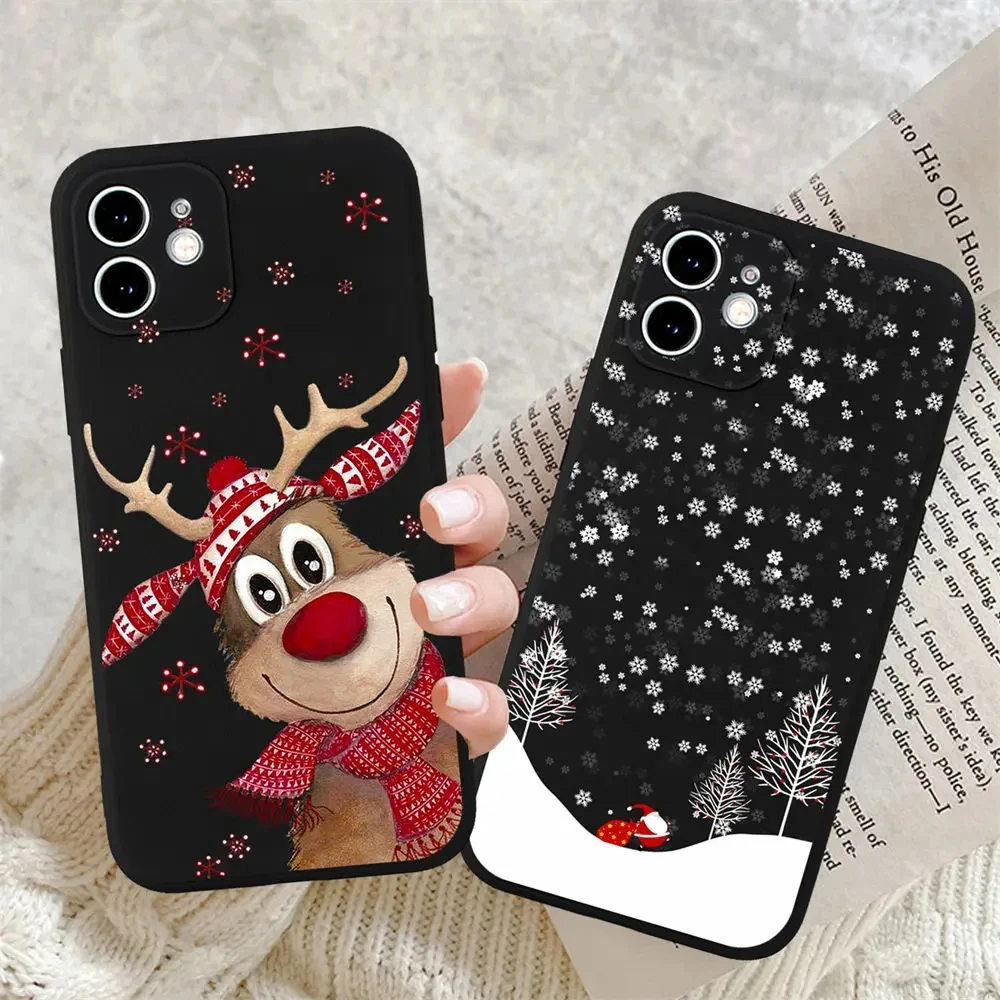 Lustige Weihnachten Neujahr Geschenk Muster Handyhülle für iPhone 17 16 11 12 13 14 15 Pro Max 7 8 Plus SE Mini stoßfeste Softcover