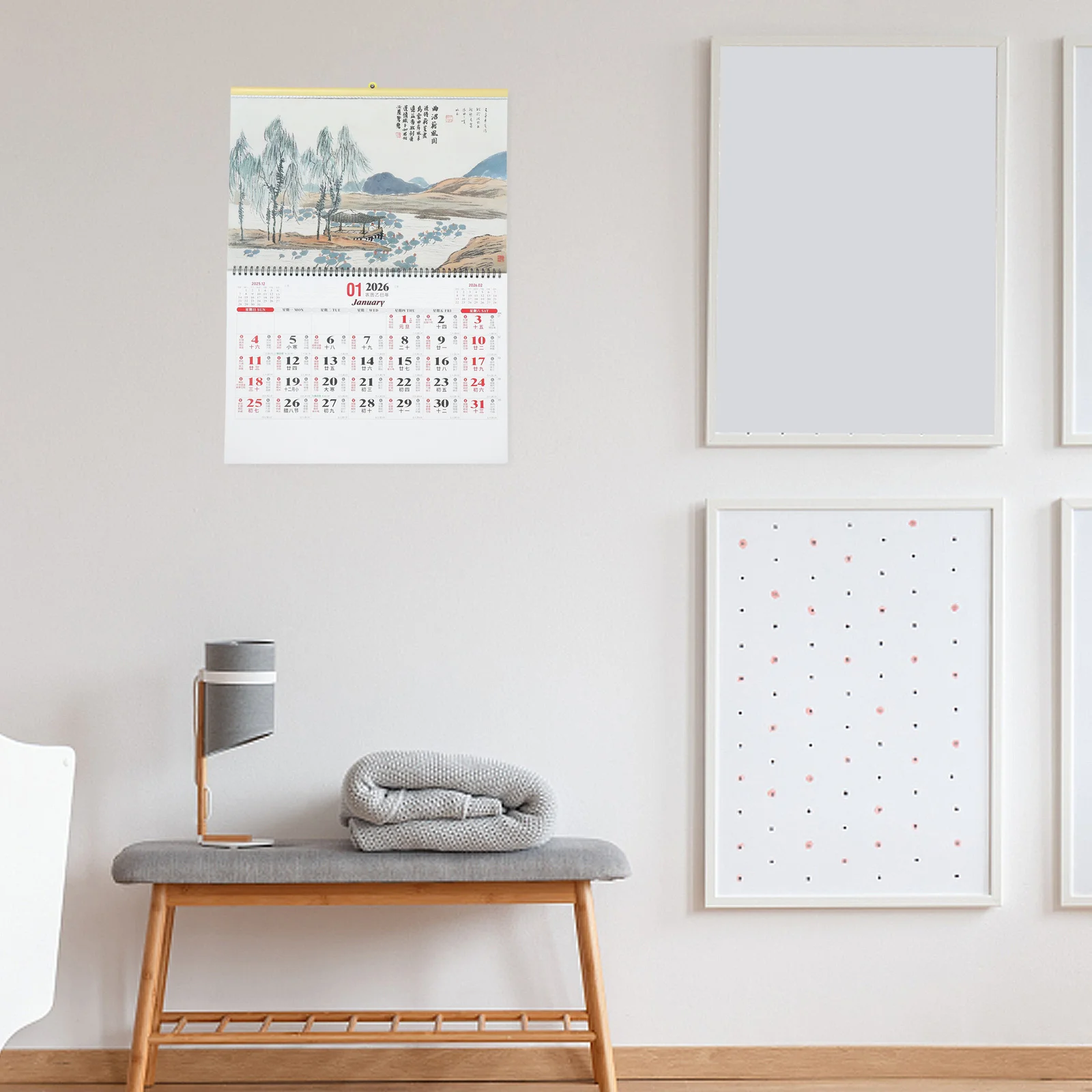 

1Pcs Year of The Horse Hanging Calendar 2026 Thick Paper Tearfree Pages Home Office Planning Monthly Traditional Chinese Wall