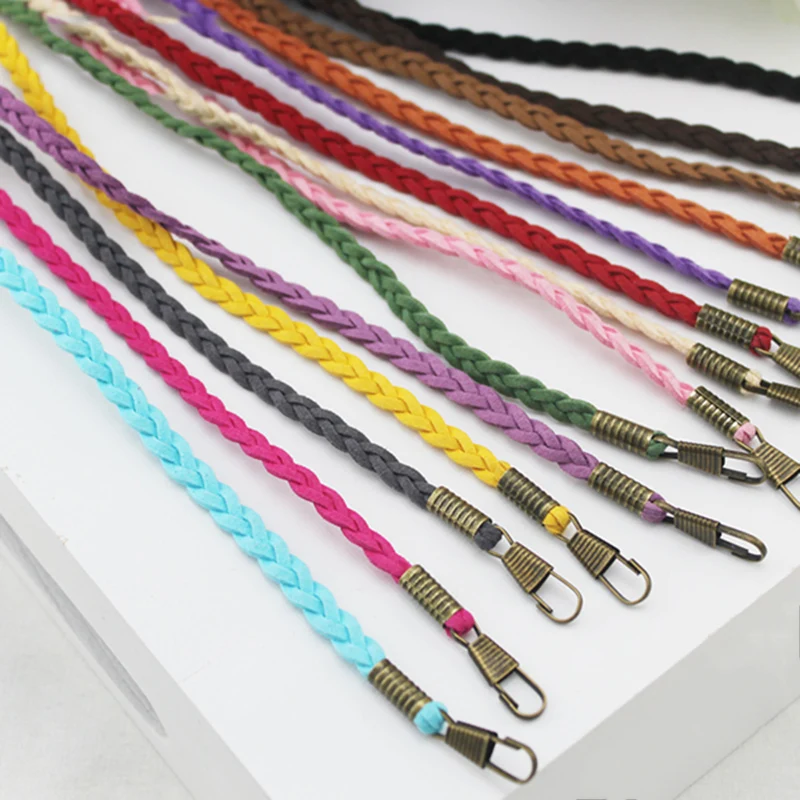 Fashion Thin Bag Strap 120cm SolidColor Bag Chain Woven Bags Belt Replacement Purse Handle Belt Handbag Shoulder Bag Accessories