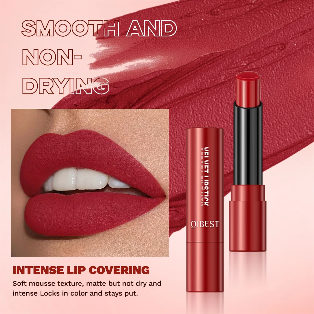 QIBEST 5-częściowy zestaw błyszczyków Matte Mist Lipstick Non Fading Makeup Velvet Lipstick Sexy Lip Balm Red Lip Tint Lip Makeup Cosmetics