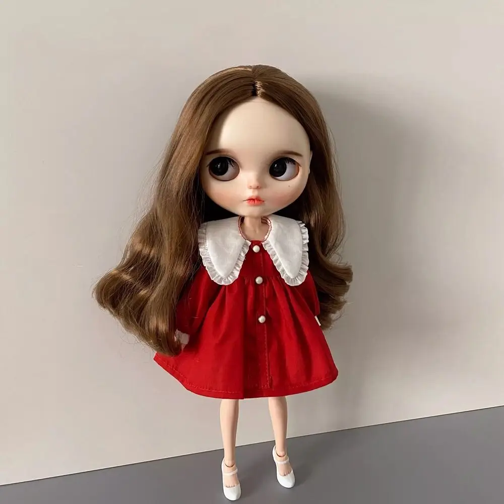 Fashion Lapel Collar Dresses Casual Wears DIY Accessories Doll Princess Dresses Kids Toys Elegant for Blythe Dolls
