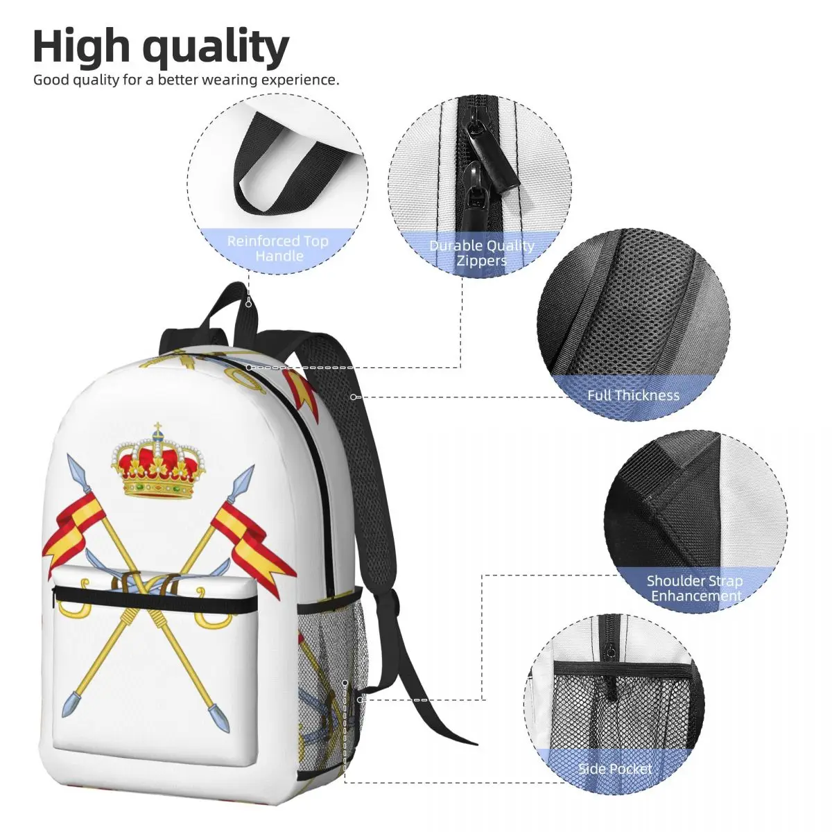 Emblem Of The Spanish Civil Guard Backpack Boys Girls BookBag Children School Bag Computer Shoulder Bags for Men Women