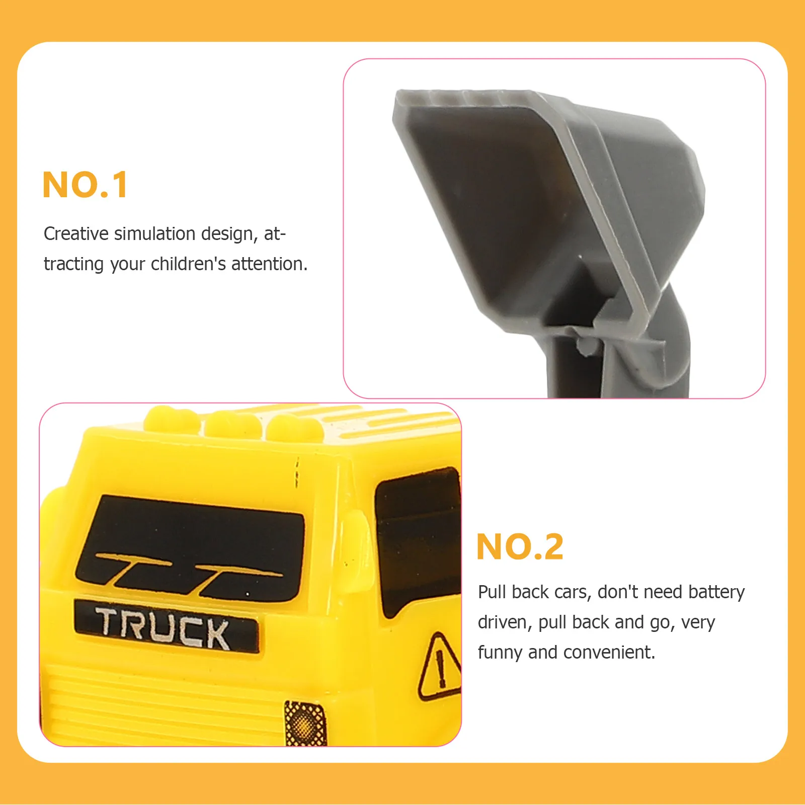 Juego de coches de juguete para tirar hacia atrás, Mini modelo amarillo sin Control remoto, seguro, educativo, simulación de dibujos animados, juego de Aprendizaje Temprano, 1 Juego