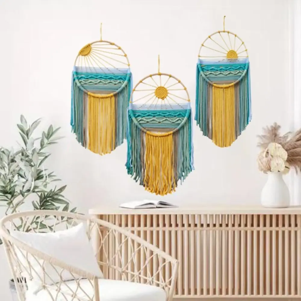 

Hand-woven Cotton Rope Sunrise Sunset Tapestry Colorful Decorative Sunrise Sunset Wall Art Bohemian with Tassel
