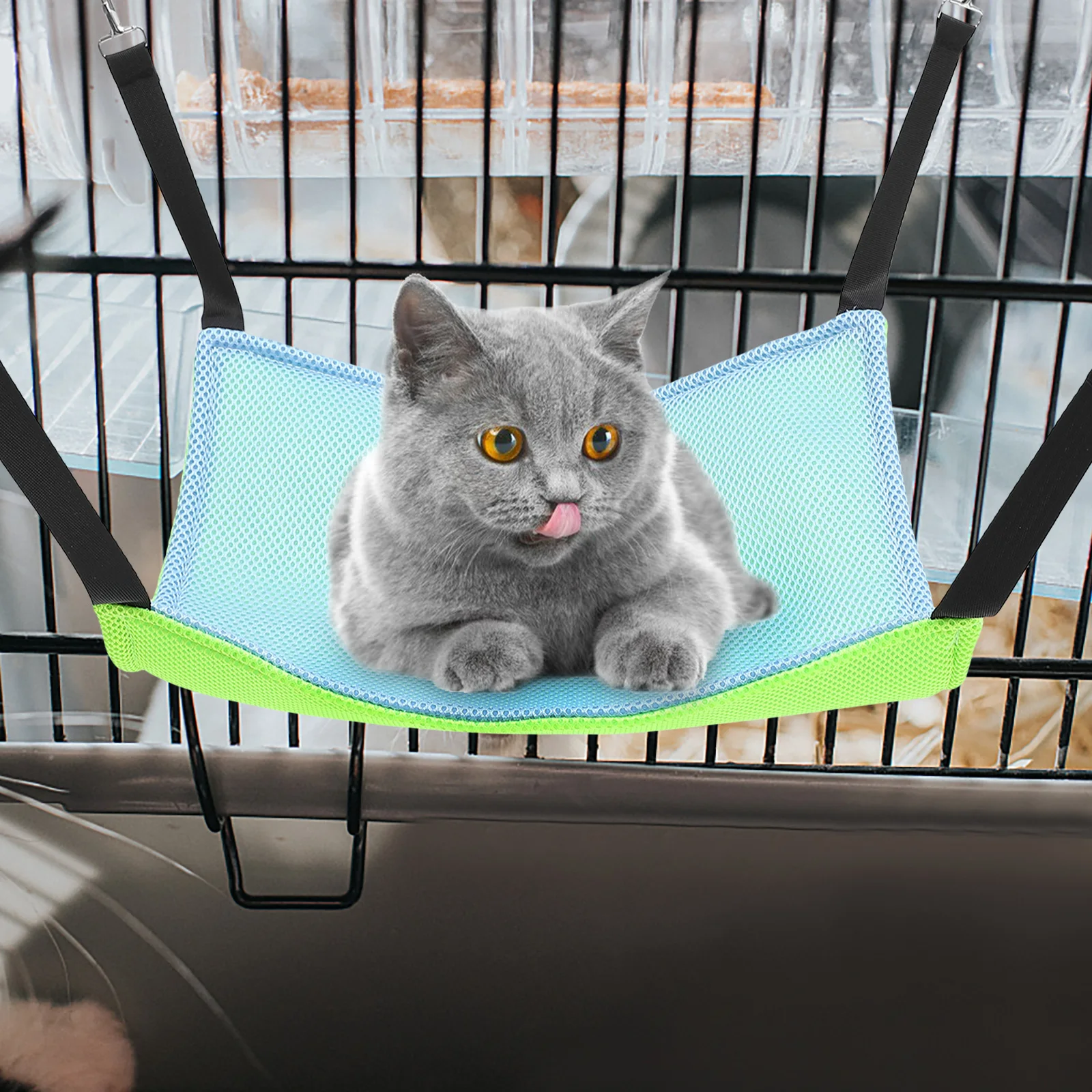 

Cat Hammock M Size Pink Orange Double-sided Breathable Mesh Hanging Bed Adjustable Cats Dog Cotton Linen Outdoor Pet Supplies