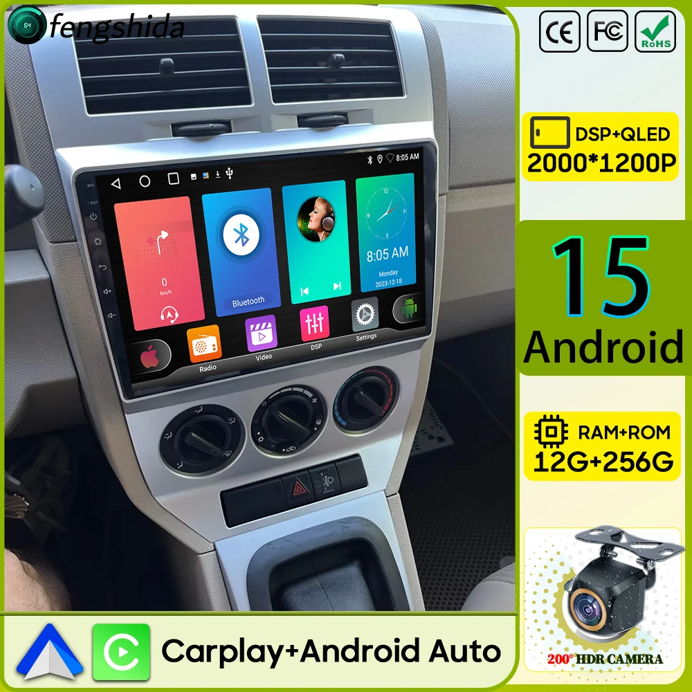 Car Radio Carplay For Dodge Caliber Jeep Compass 1 MK Patriot 2006-2010 Navigation GPS Android Auto 4G Bluetooth Wifi No 2din 2K
