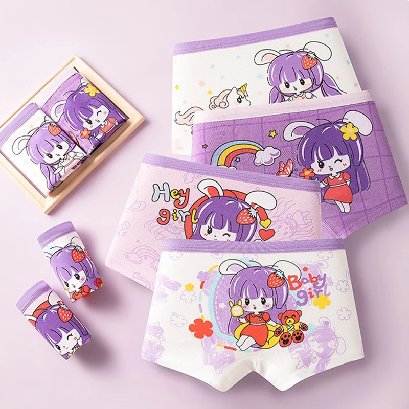 

4pcs Cotton Girls Soft Panties Baby Lovely Character Pattern Cartoon Panty Students Boxer Briefs Kids Underwears Children Boxers