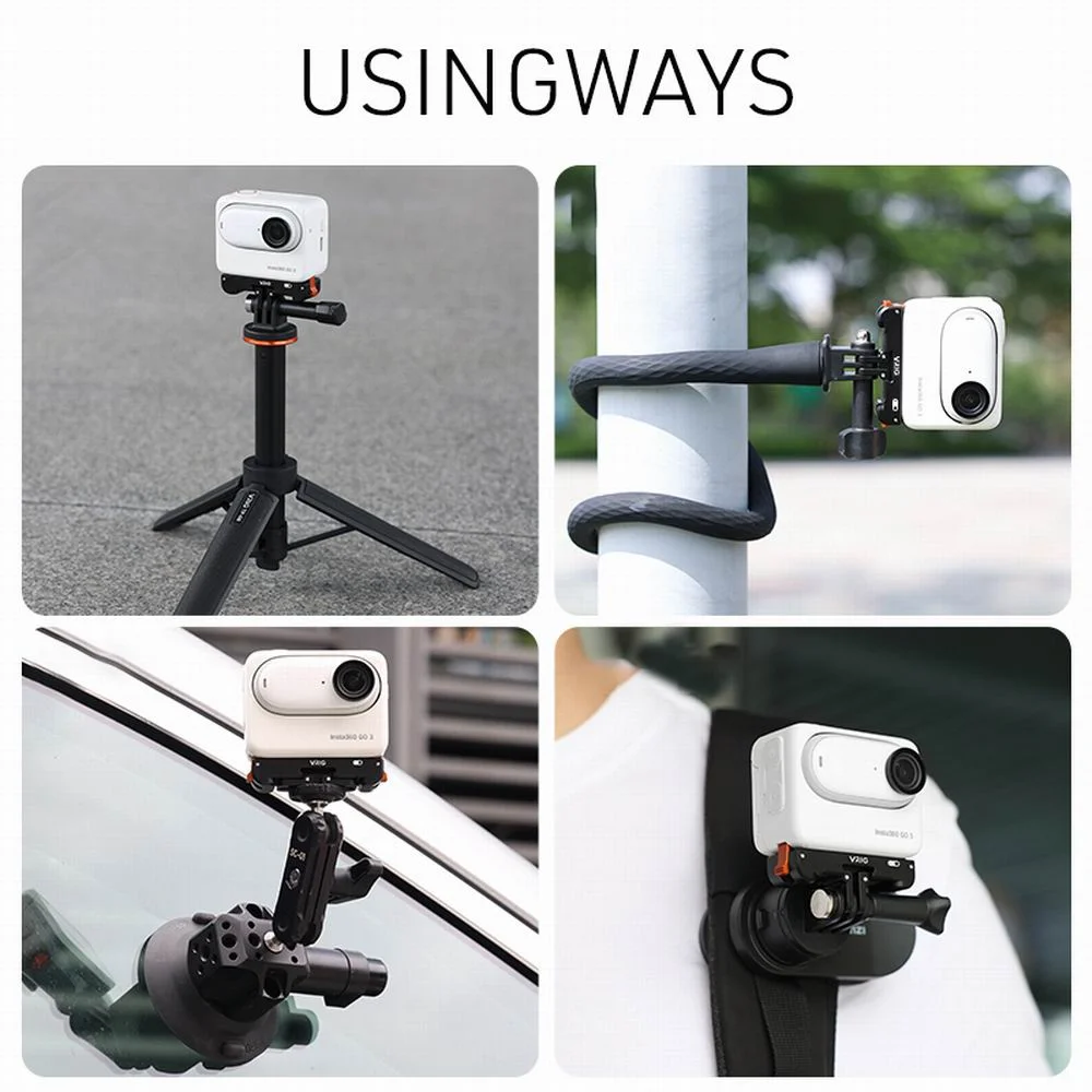 Aluminiowa magnetyczna baza ładująca VRIG do Insta360 GO3/GO3S, adapter kamery z szybkim mocowaniem i portem 1/4 Gopro do statywu. — zdjęcie produktu 6