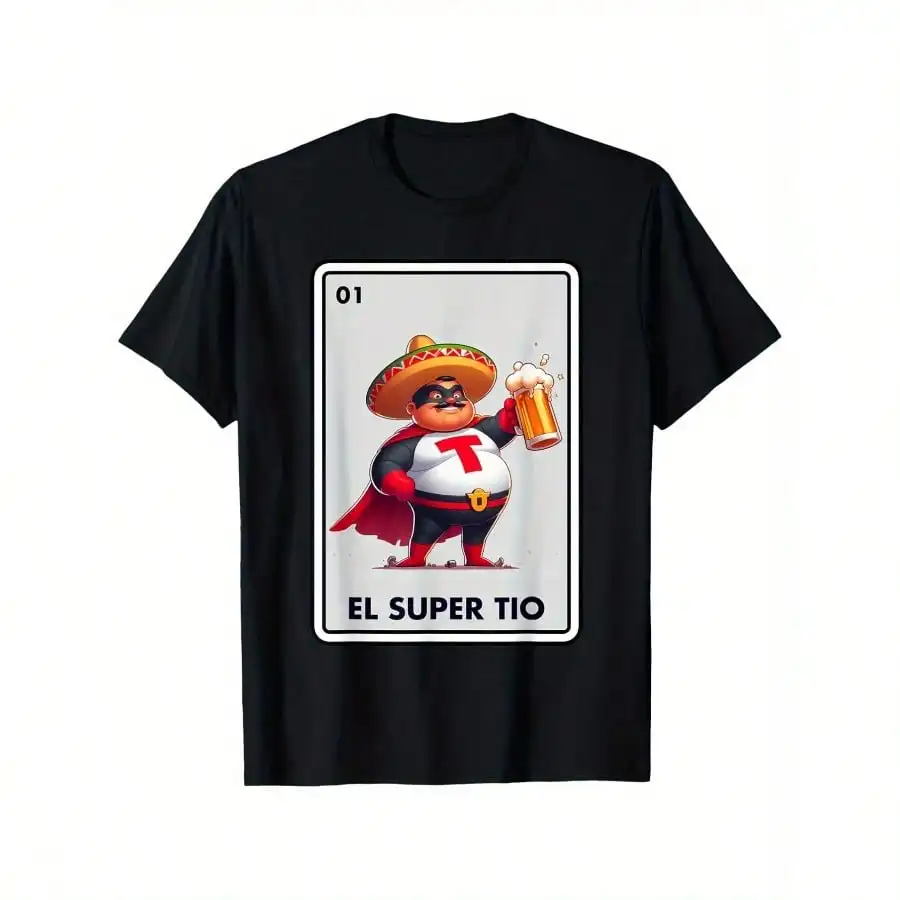 Camiseta con tarjeta de Bingo mexicano Tio El Tio para amantes de los beber del tío mexicano, camisetas 100% de algodón para hombres y mujeres, cuello redondo de 180g