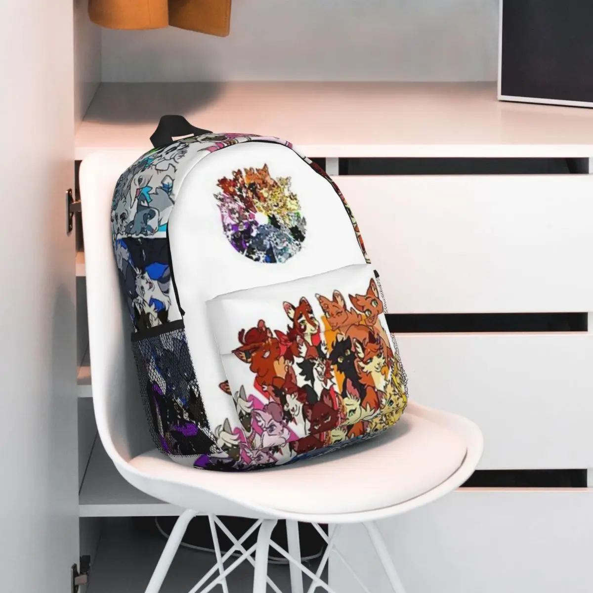 Warrior Cats Color Wheel For Girls Boys Large Capacity Student Backpack Lightweight waterproof Backpack 15inch