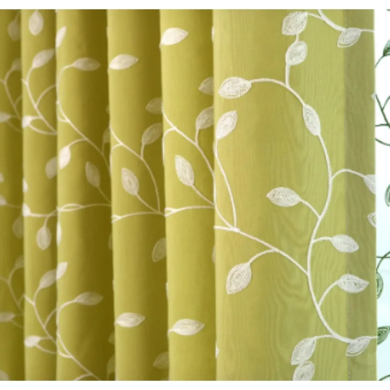 Fresh Korean Cotton and Linen Embroidered Nordic Blackout Curtains for Living Room, Bedroom and Balcony Curtains