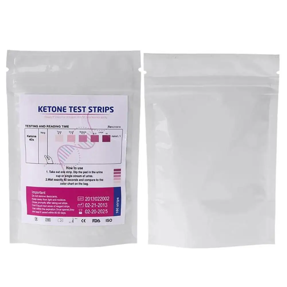 Tiras de papel para prueba de cetona, tira de producción de Keto, prueba de análisis corporal profesional, cetona, ácido, 100 unidades por bolsa