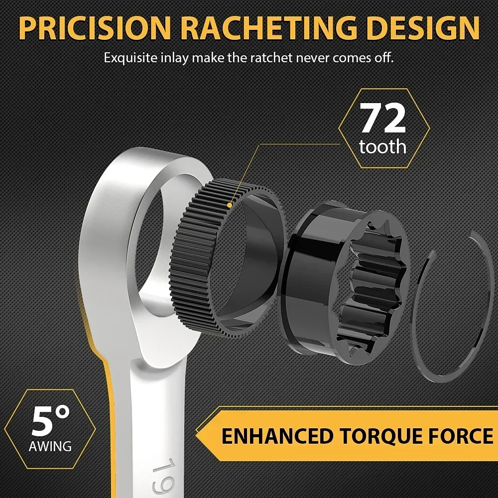 Llave de trinquete Universal de doble uso, automática, rápida y ahorra trabajo, cabeza móvil, Plummer abierto
