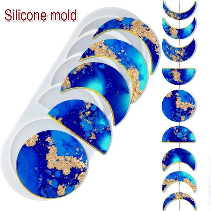 DIY Making Decoration Moon Phase Resin Molds Crescent Silicone Molds Full Moon Epoxy Molds Young Moon Molds for Resin Crafts