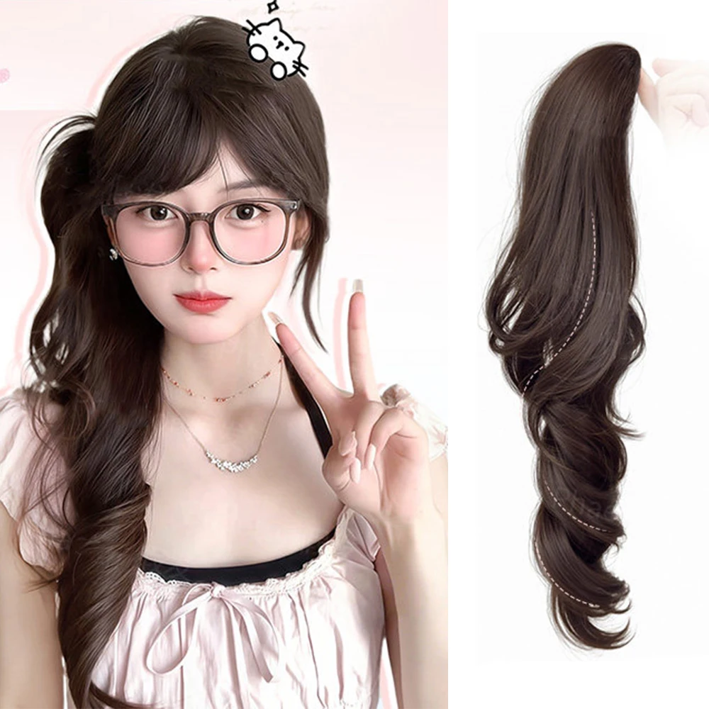 18 Inch Claw Clip Lolita Side Low Ponytail Fluffy Synthetic Hair Heat Resistant Fashion Hair Accessories for Girls