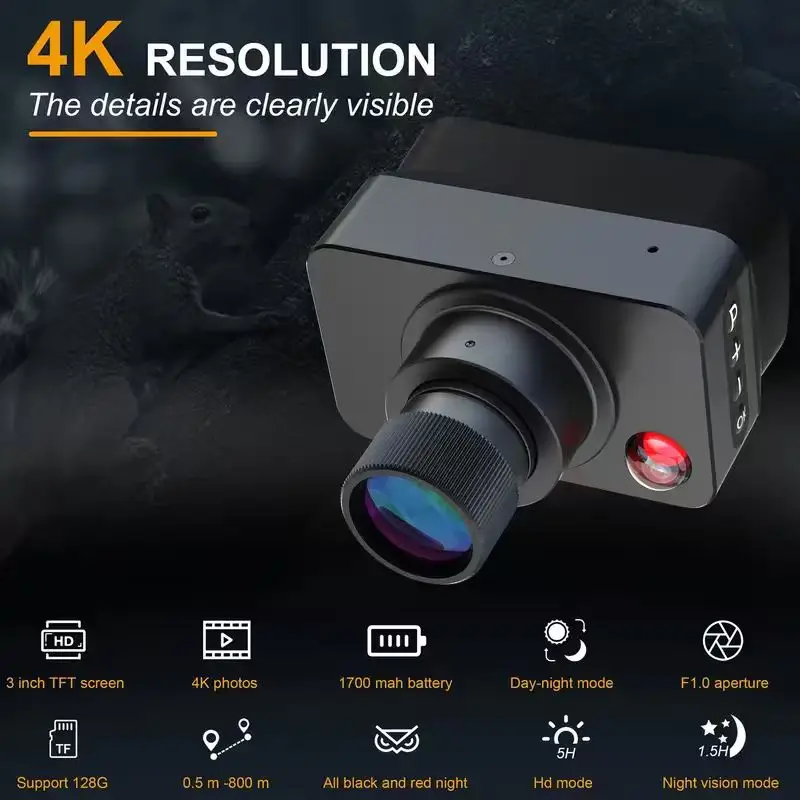 HD Infrared Night Vision Monocular 4x Digital Zoom 3 Inch Screen for Outdoor Camping Wildlife Observation