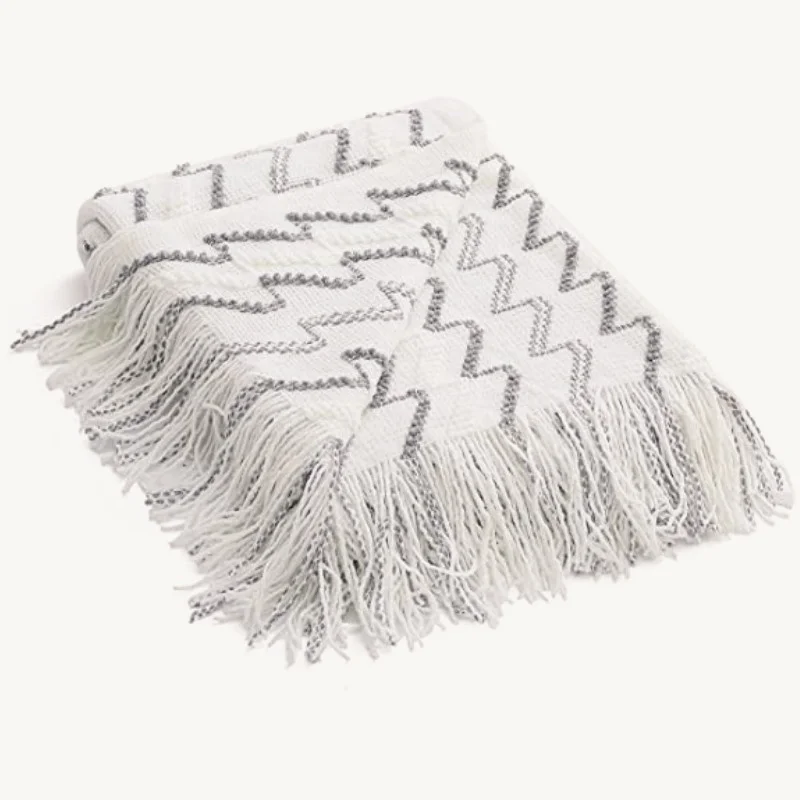 

Скандинавское вязаное одеяло для дивана в скандинавском стиле, белая шаль, осенне-зимнее покрывало для домашнего офиса, сна, мягкий подарок, плед для уютного декора