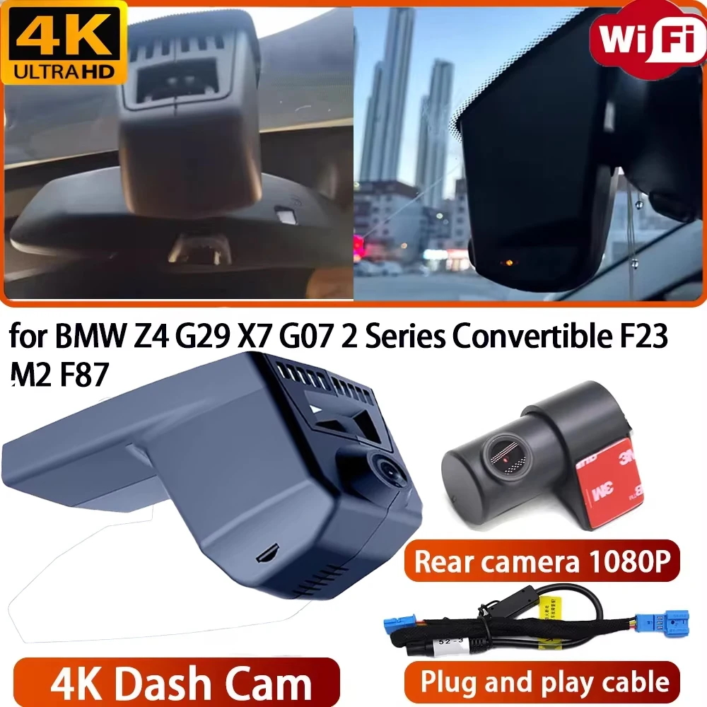 for BMW Z4 G29 X7 G07 2 Series Convertible Video Recorder 4K DVR Dash Cam Wifi Camera 170° Wide Angle Plug & Play Loop Recording