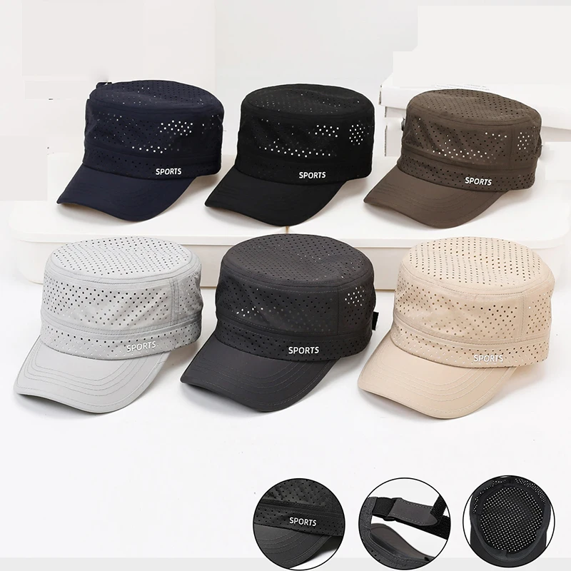 Men Women Breathable Flat Top Cap Quick Dry Sports Sun Hat Outdoor Running Golf Baseball Cap
