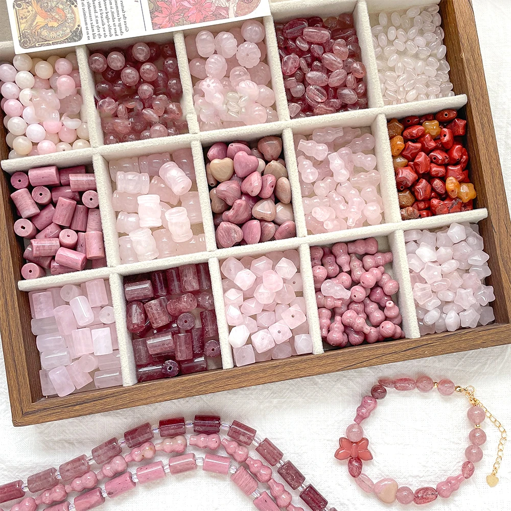 Natural raw stone Straight hole heart-shaped gourd pumpkin spacer bead DIY jewelry making Necklace bracelet Accessory materials