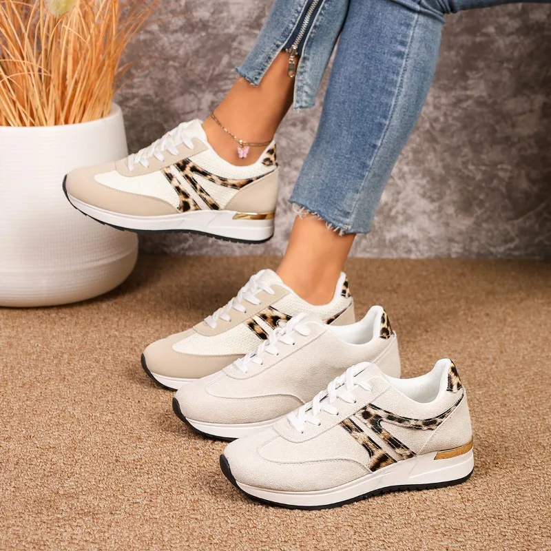 

Women Sneakers Casual Leopard Print Splicing Designer Shoes Breathable Lightweight Loafers Women's Anti Slip Comfort Sneakers