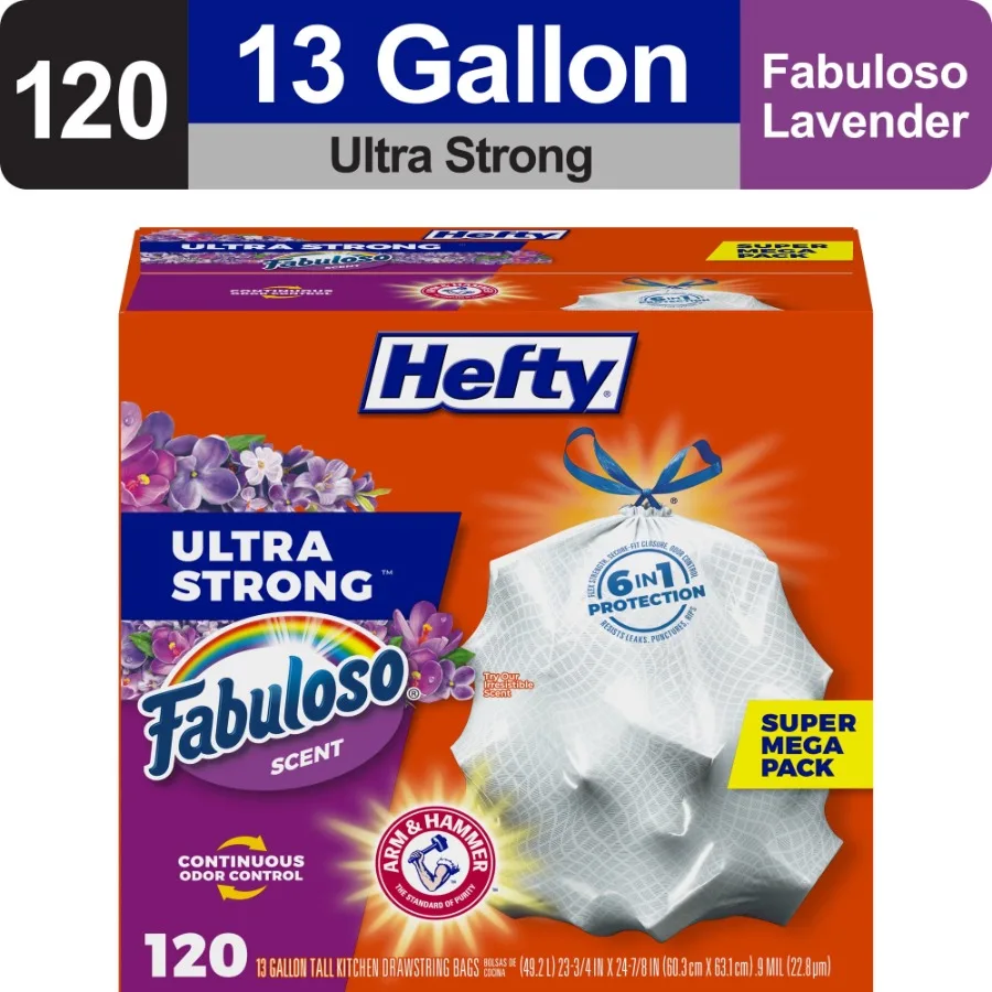 

Ultra Strong 13 Gallon Tall Kitchen Trash Bags with Fabuloso Scent for Heavy-Duty Waste Disposal Ideal for Large Households and