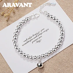 ARAVANT 925 Silver Bell Bead Bracelets Chains For Women Girls Fashion Jewelry Gifts
