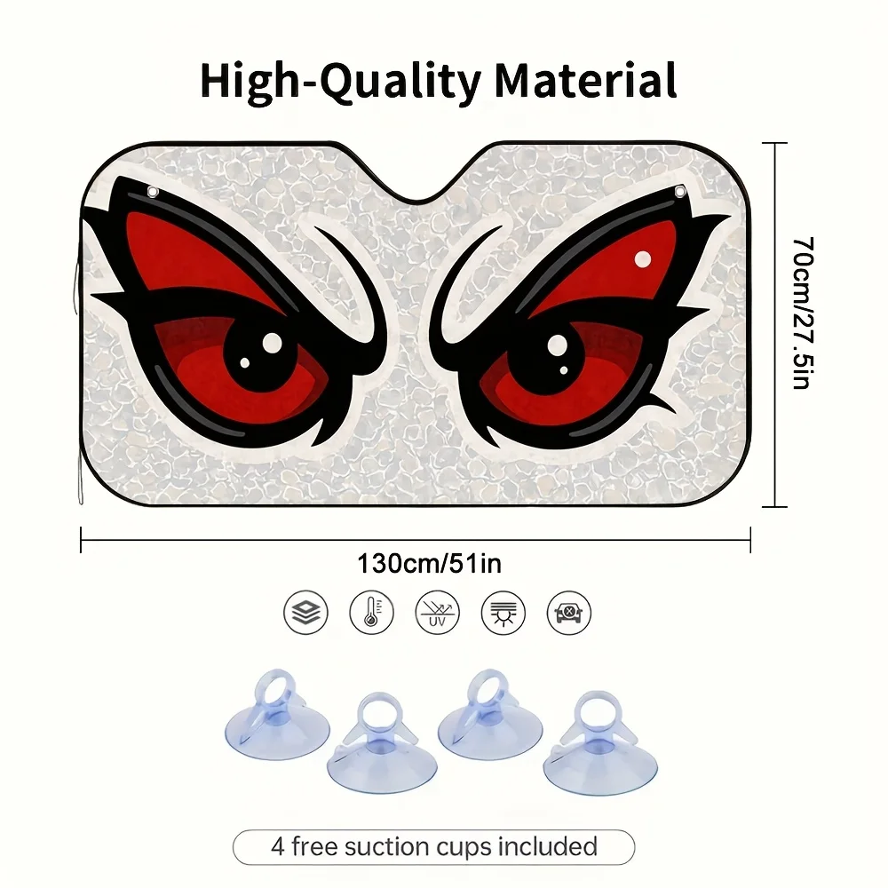 1pc Fierce Eye Design Car Sun Visor, Window Sunshade Gadget, Easy Installation, Perfect For Various Driving Scenarios