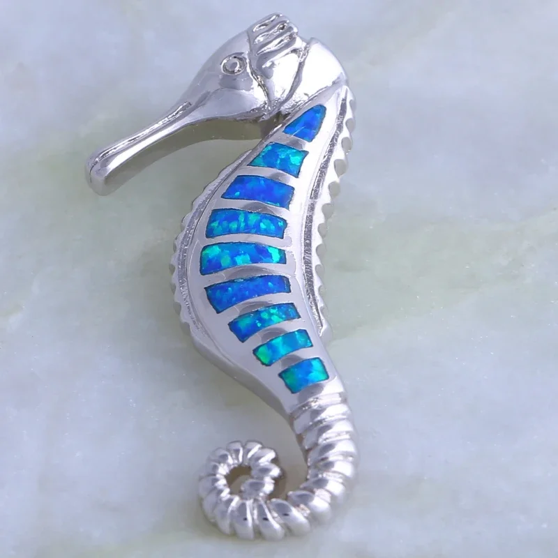 

JLP-688 Women's Fashion Pendant Necklace Seahorse Design Opal Fine Jewelry Simple Gift