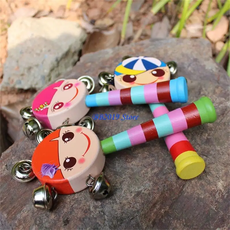 Q0KB 6PCS 유아 딸랑이 장난감 만화 디자인 디자인 드럼 장난감 감각 약혼과 재미