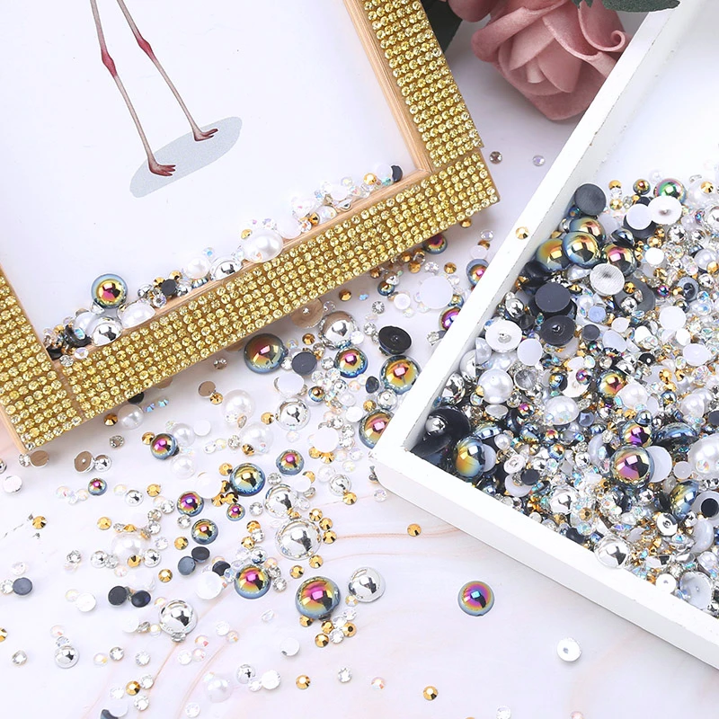 Mischharz-Strassperlen für Kleidungsdekorationen, Glitzer-Nagelsteine, aufklebbare Flachkristallperlen, DIY-Deko-Accessoires – Detail 7