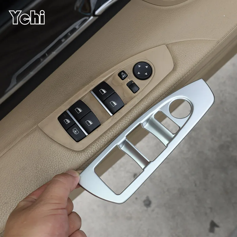 

For BMW 7 Series F01 F02 G11 G12 ABS Silver/Carbon Fiber Car Window Lift Switch Button Frame Cover Trim Stickers Car Accessories