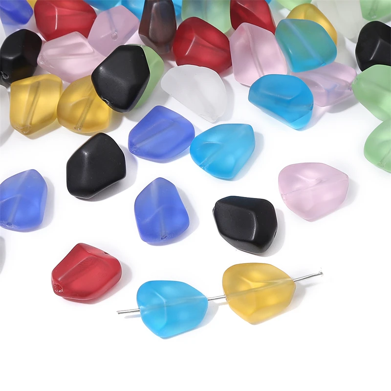 

12×15mm 10/20pcs Irregular frosting Colorful bead Glass Beads for Jewelry Making DIY Earring Necklace Bracelet Charms