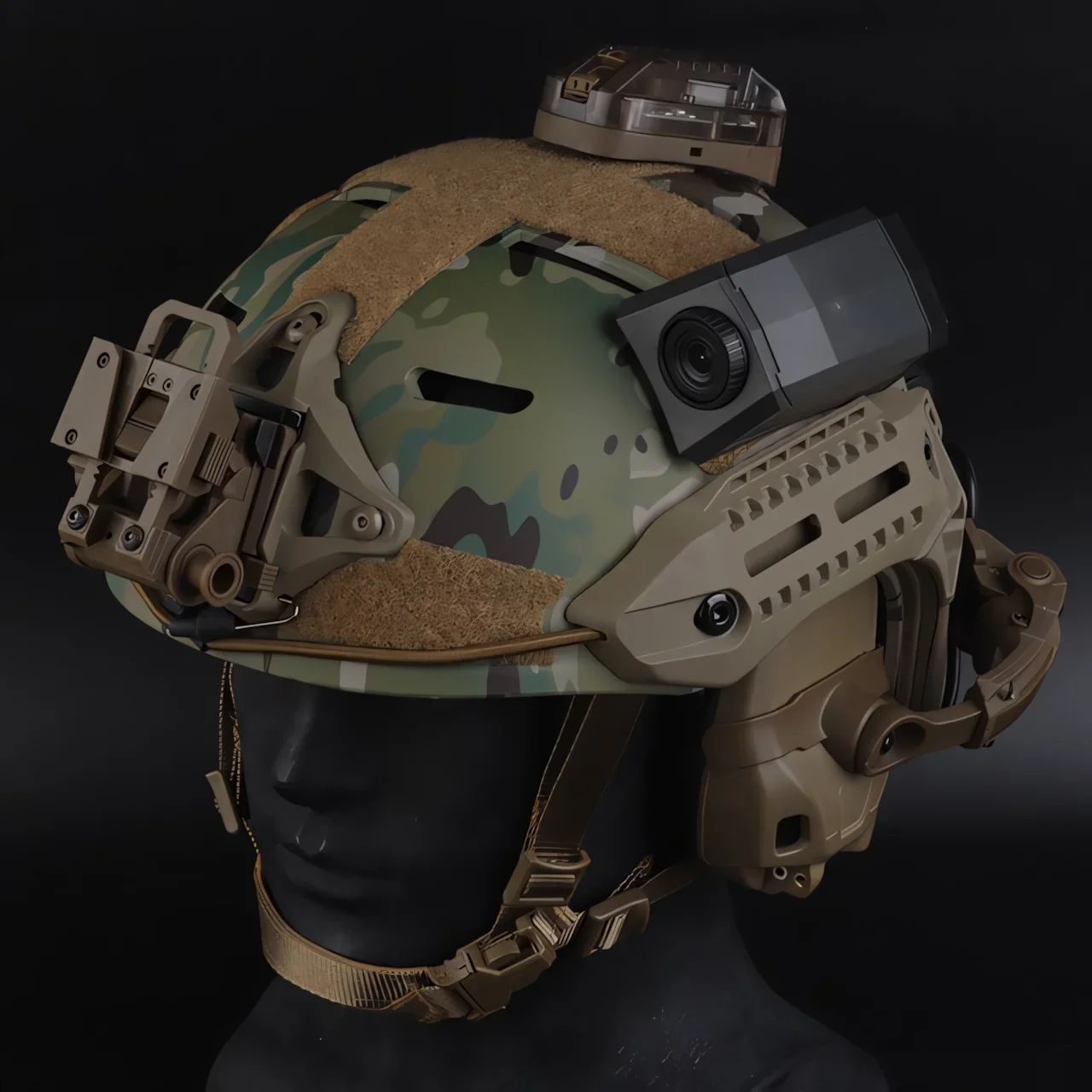Wosport MK Helmet M-LOK Rail Adjustable Suspension Soft Padding Hook and Loop Panels for Airsoft Team Activities Mounting System