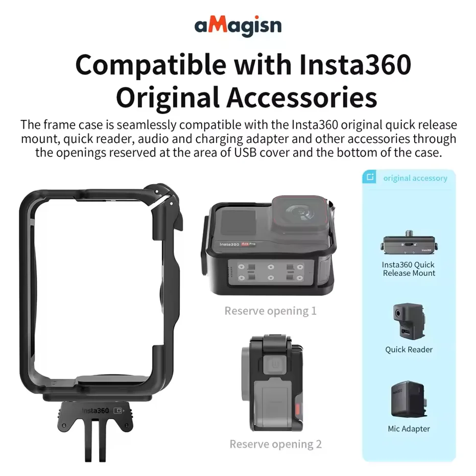 AMagisn Plastic Cage for Insta360 Ace Pro 2 / Ace Pro / Ace Vertical Horizontal Utility Frame for Insta 360 AcePro 2 Accessories