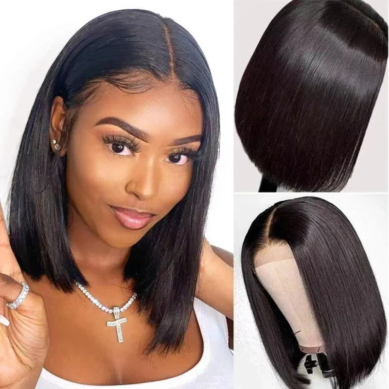 New style women's short straight bob wig made of high-temperature synthetic fiber hair
