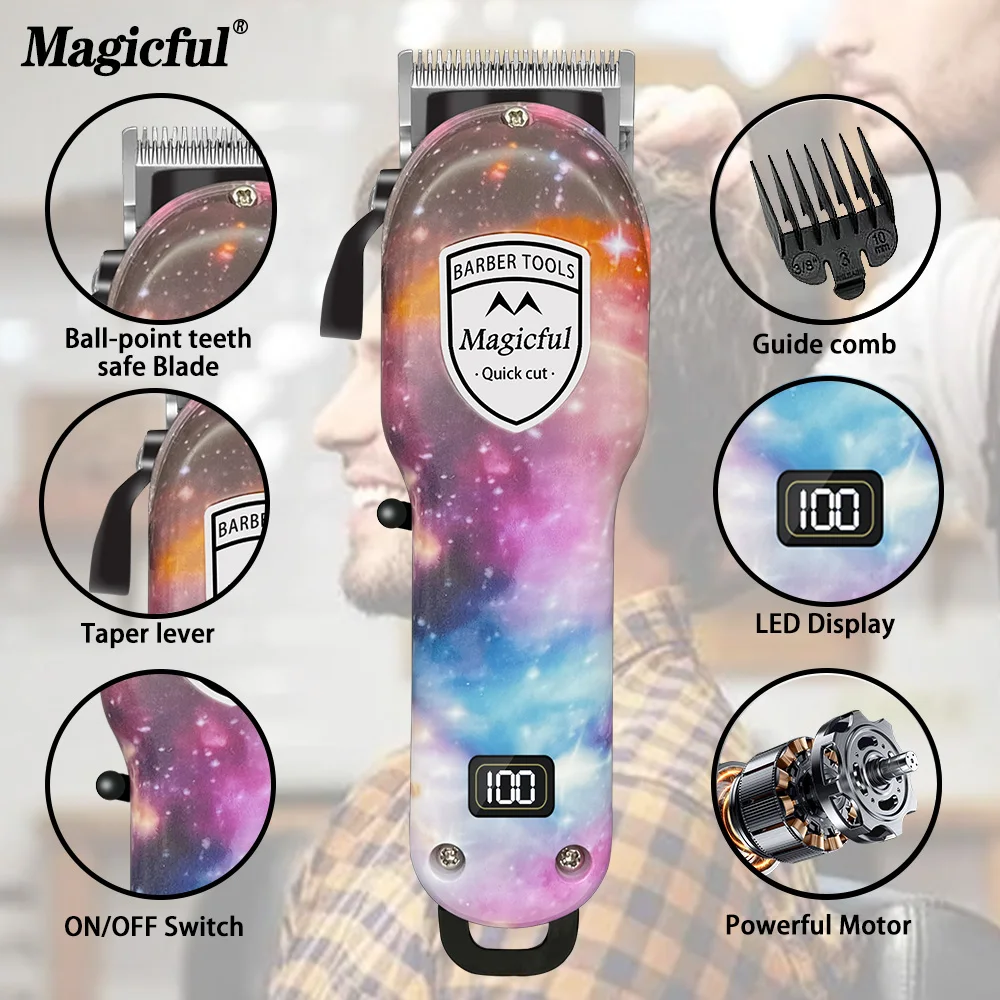 MAGICFUL Clipper Hair Cutting Machine Electric Hair Clipper Professional Hair Trimmer Cordless Trimmer for Men Digital Display