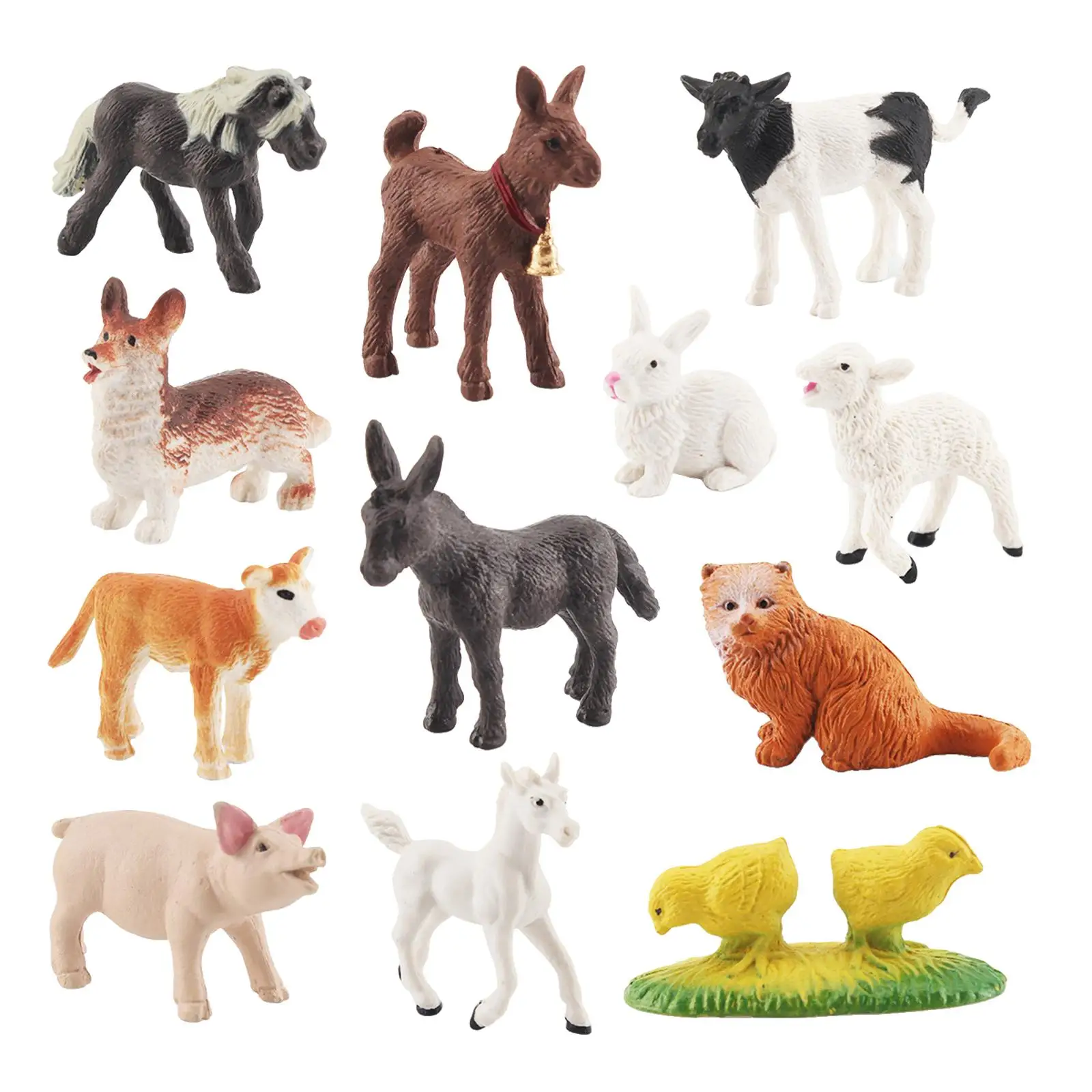 12Pcs Simulation Farm Animals Toys Boys Playset Action Figures