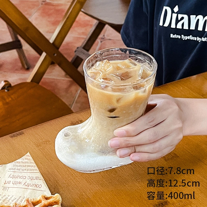 

NEW Funny Beer Glasses Boots Glass Cups Rain Shoes Transparent Juice Drinks Cold Drink Cups