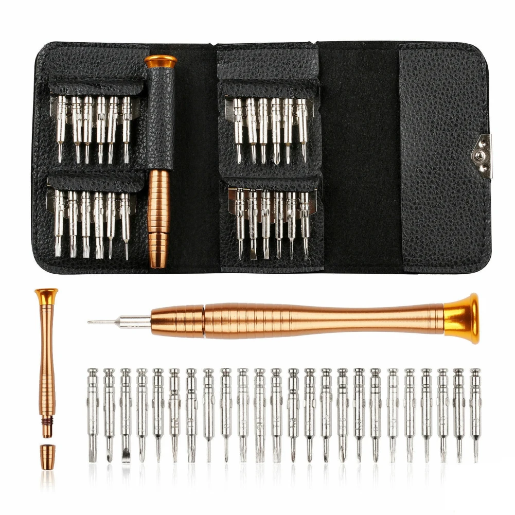 25 In 1 Screwdriver Kit Repair Tools With Leather Bag Compatible For Macbook Air Smart Phones