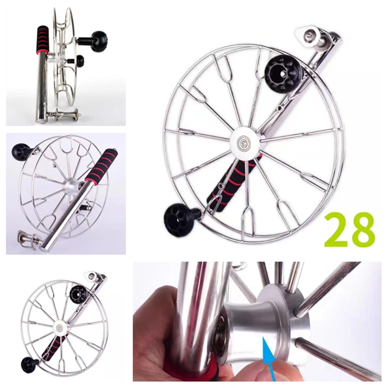 

Free Shipping 28cm breeze kite wheel stainess steel kite reel double crank silent reel for adults kites reel Octopus reel jouer