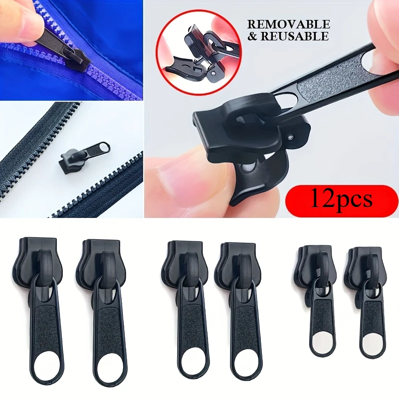 6/12 Stück Reißverschluss, schnelle Reparatur, einfach zu installieren, universelles Design und mehrere Größen, einfach zu reparieren, tragbarer Notfall-Reißverschluss – Detail 2