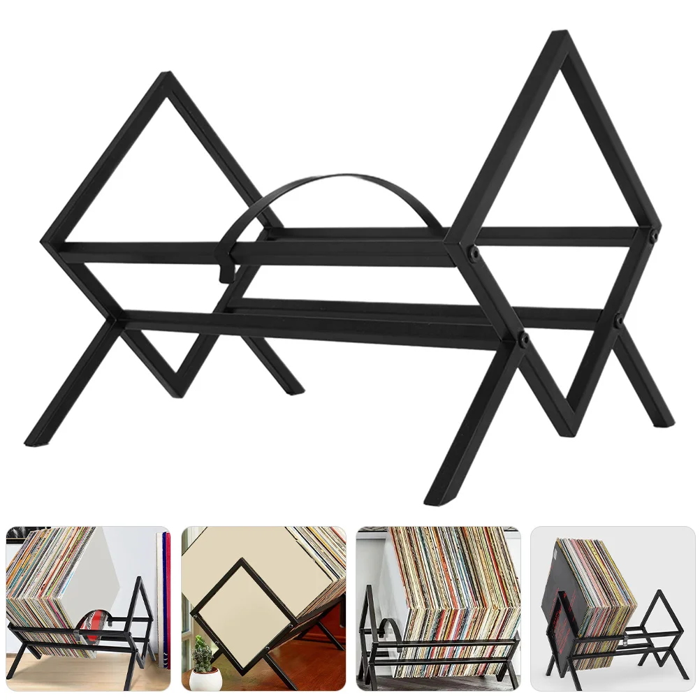 

Metal Bookshelf Desktop Storage Rack For Books Records Vinyl Iron Art Stand Multi-Function Organizer Magazine Holder File