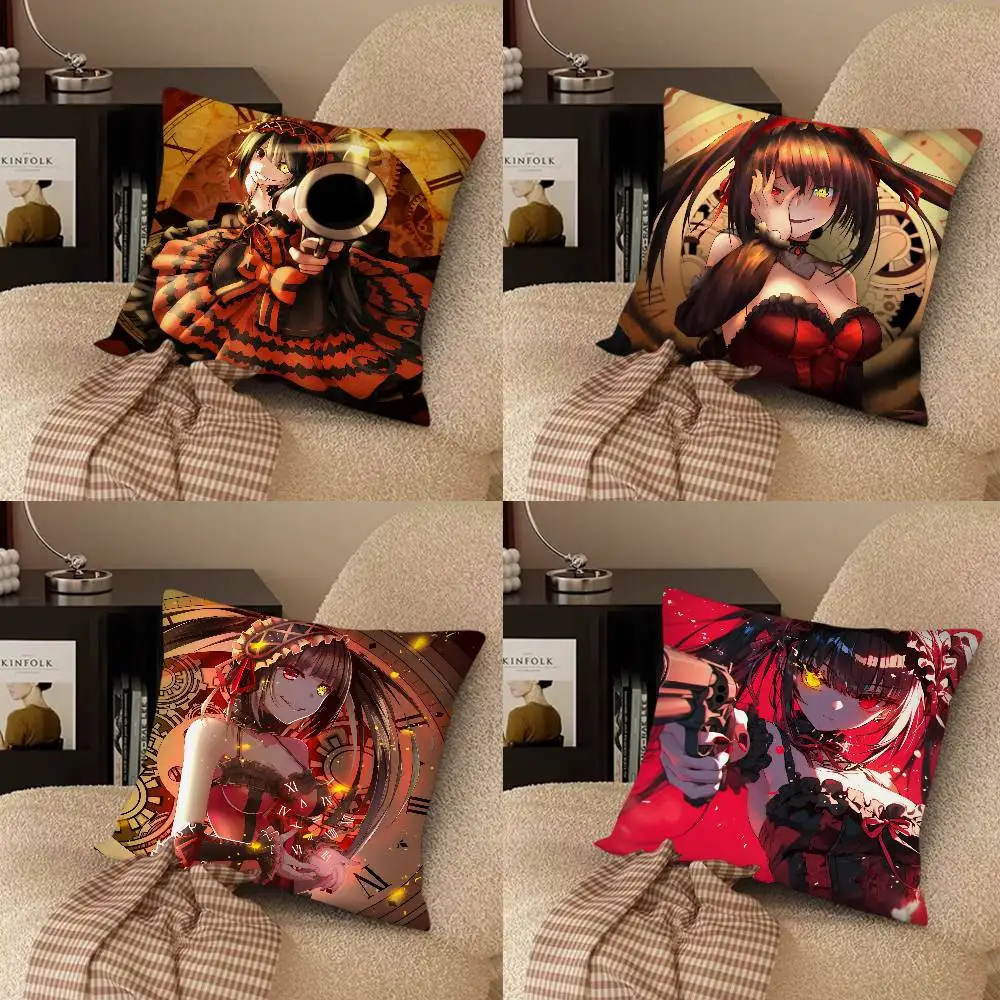 Anime Girl Tokisaki Kurumi Pillow Case Fashion Square Pillowcase Bedroom Sofa Room Ins Decoration Leisure
