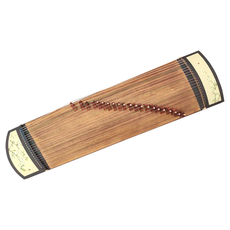 Portable Small Guzheng 125cm 21 strings Green flower illustration Chinese stringed instrument