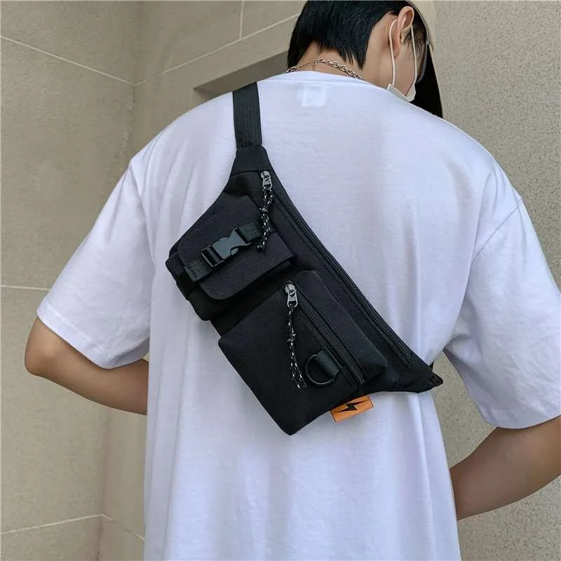 

Мужская повседневная спортивная нагрудная сумка через плечо, уличный тренд, однотонная, из ПК-материала, без бренда, без зарегистрированной торговой марки