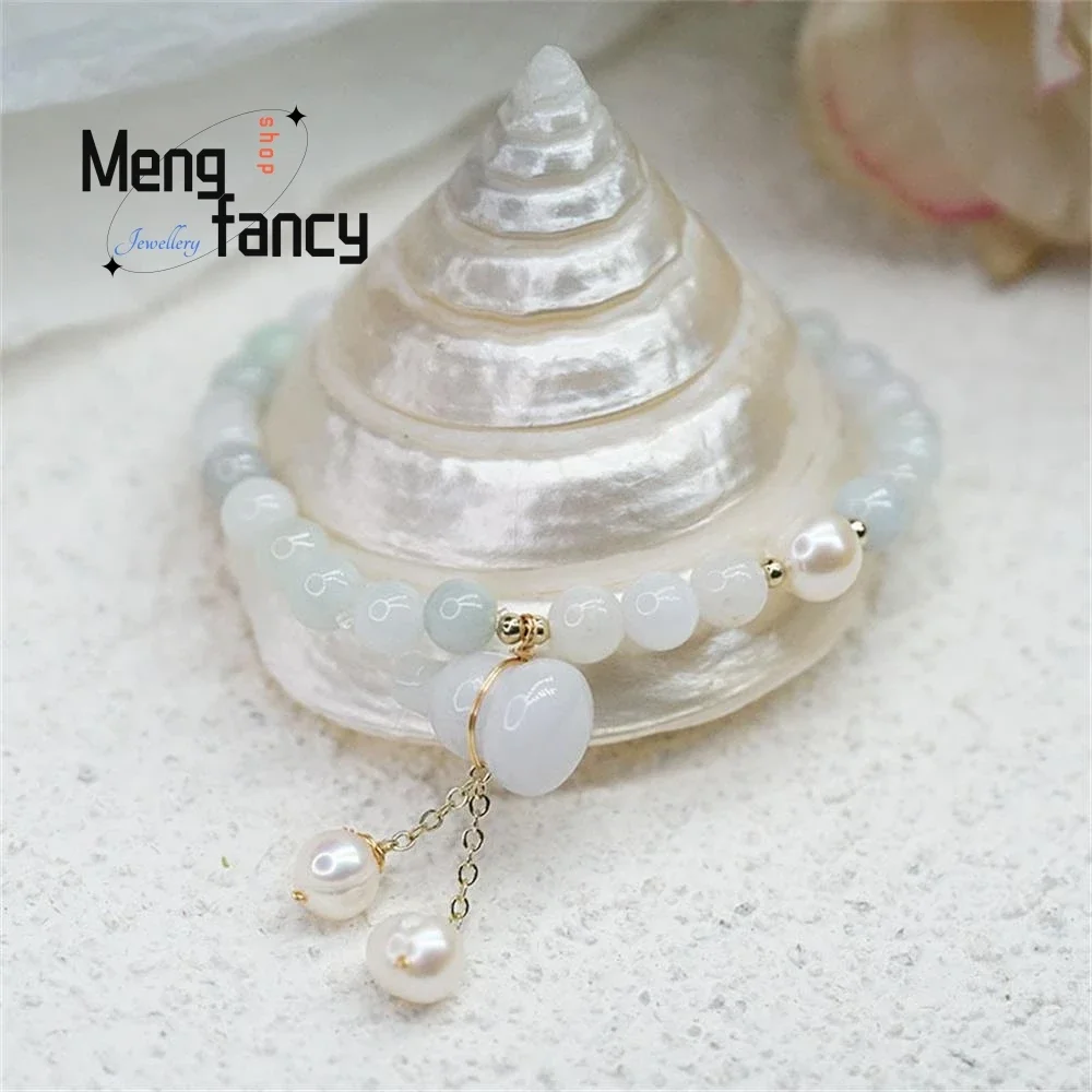 

Natural Jade Pearl Female Style Gourd Pendant Beaded Bracelet Simple Cold Wind Girlfriends Hand Elegant Fashion Popular Jewelry