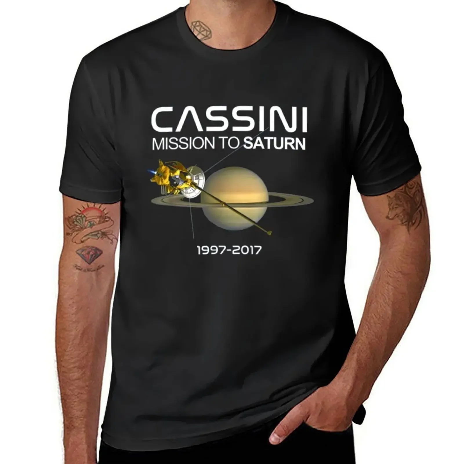 Graphics Tees Men's Cotton T-shirt Cassini Mission To Saturn Space T-Shirt Graphic Oversized Harajuku Men Clothing Summer Funny